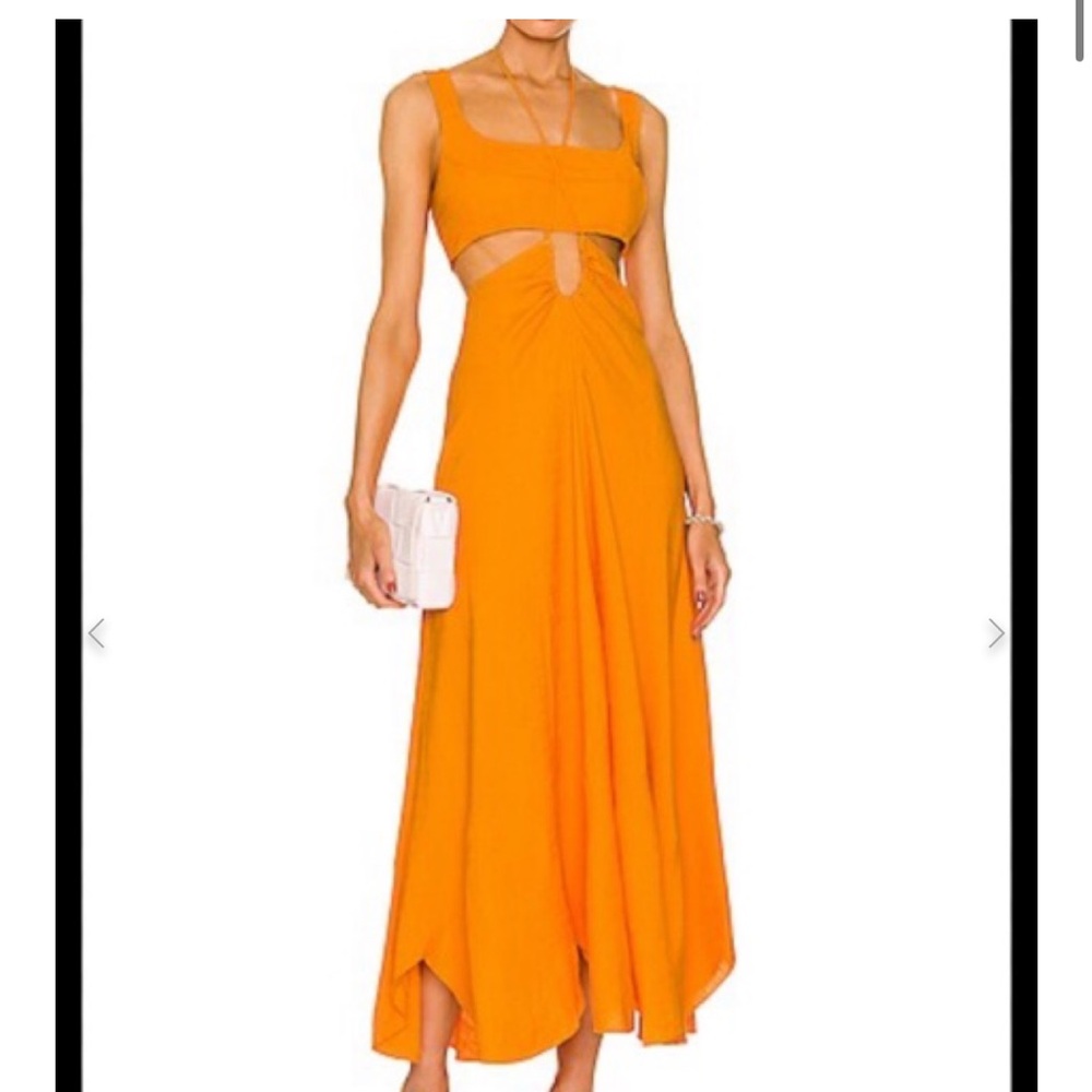 Elegant Orange Sleeveless Dress